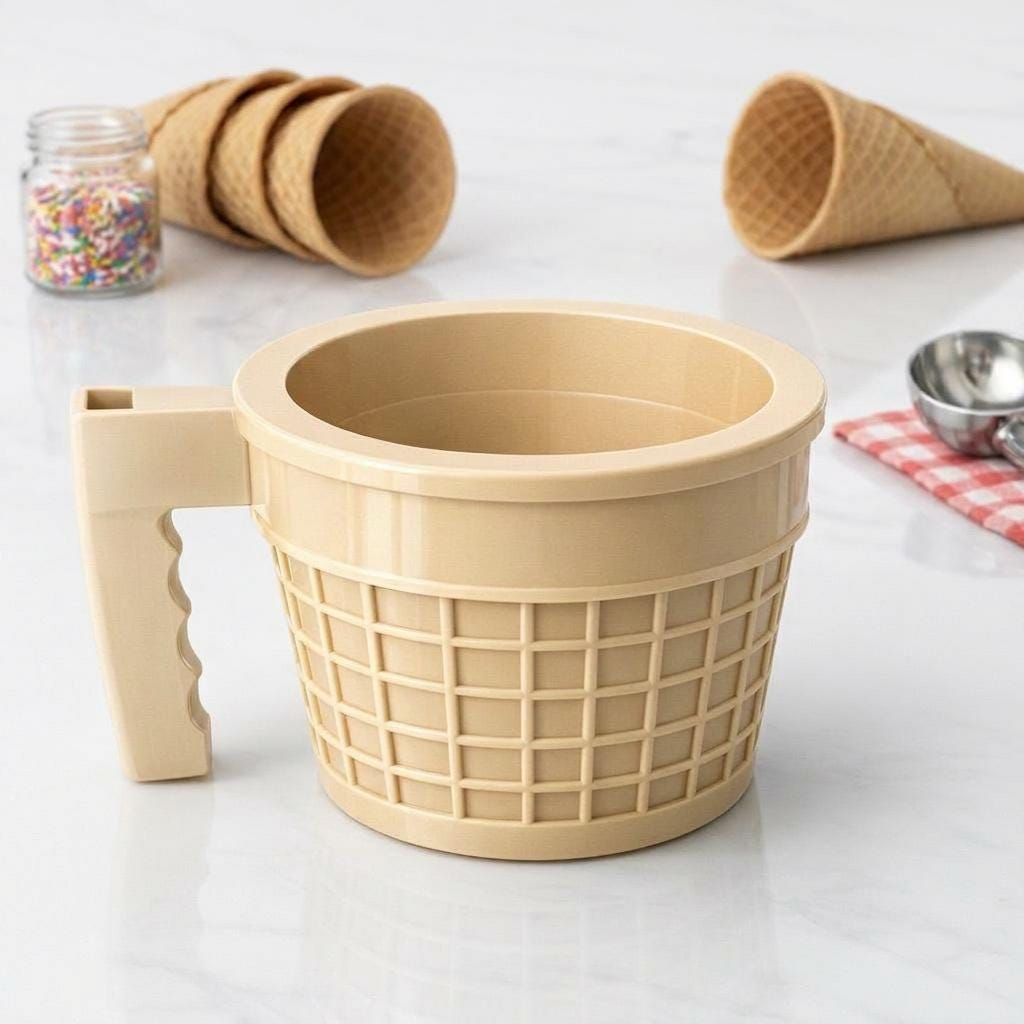 Ice Cream Holder for 14oz Cups with Handle, Spoon Slot