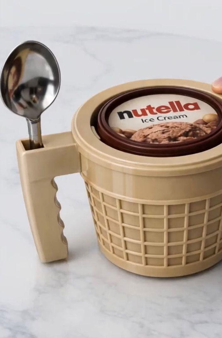 Ice Cream Holder for 14oz Cups with Handle, Spoon Slot