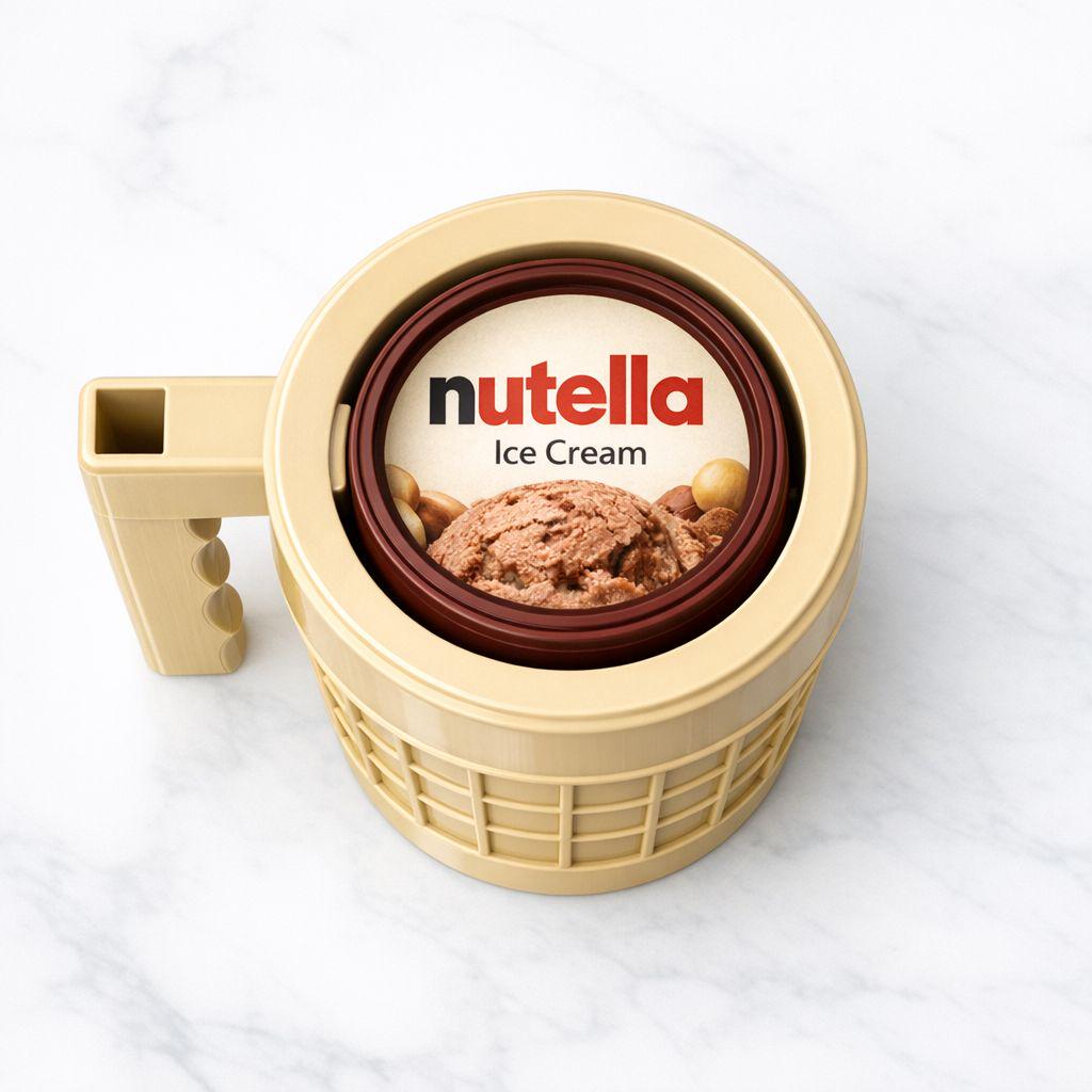 Ice Cream Holder for 14oz Cups with Handle, Spoon Slot