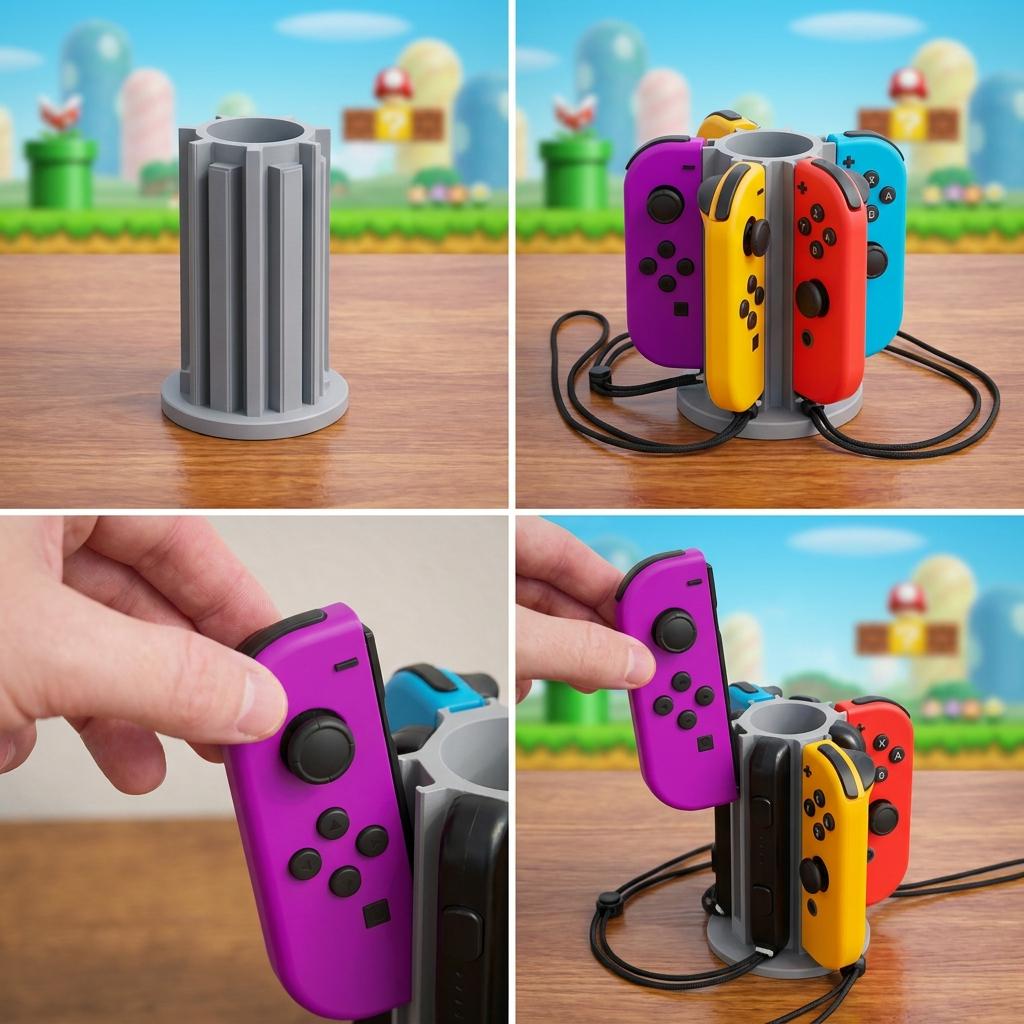Joy-Con Holder for 4 Controllers Nintendo Switch | Space-Saving Vertical Organizer Stand