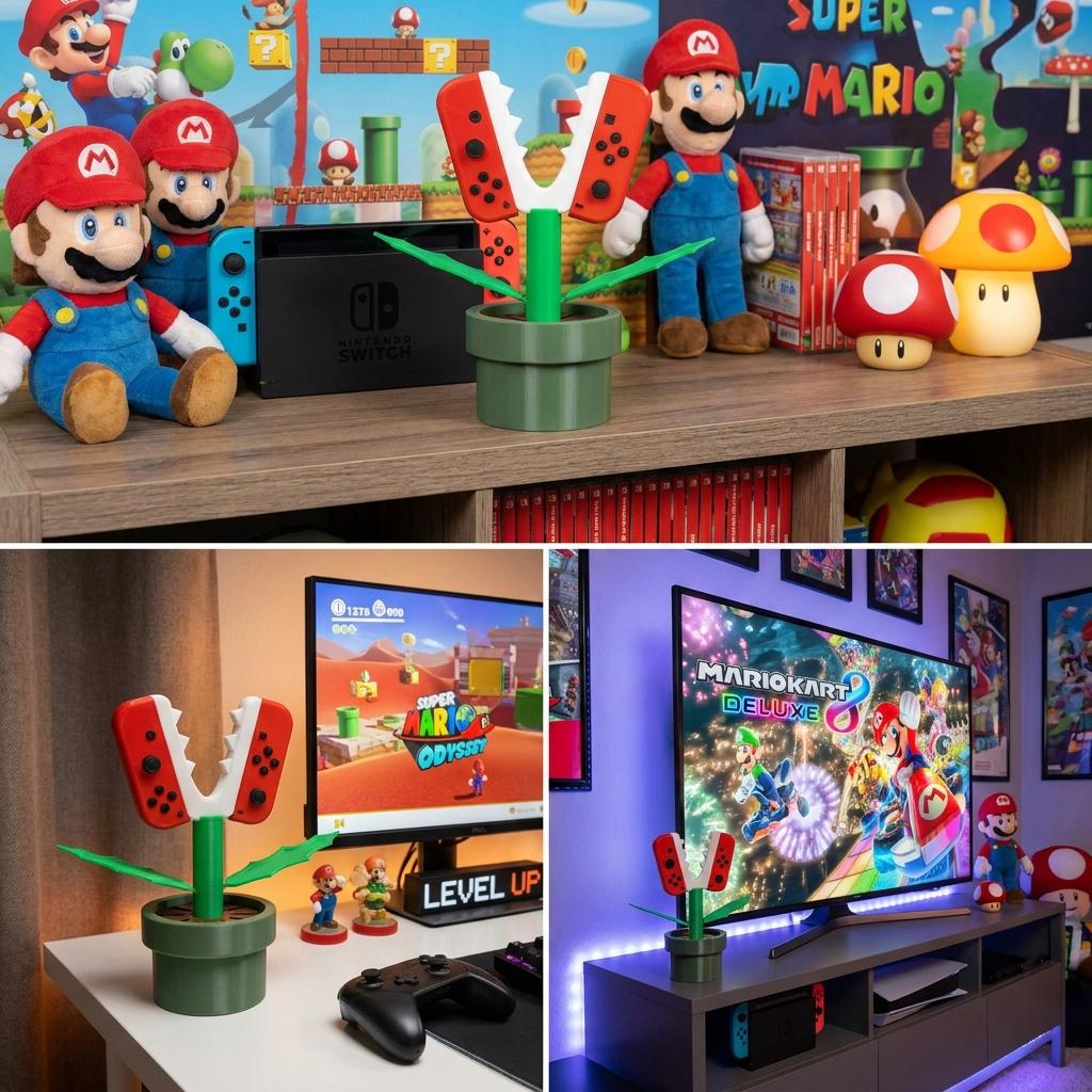 Gamer Decorative Plant Pot Style Game Cartridge Holder | Gaming Desk Setup Decor Organizer